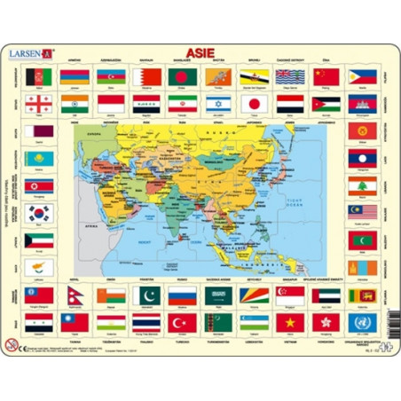 Puzzle MAXI - Mapa ASIE + vlajky(70 dílků)