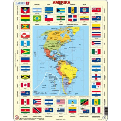 Puzzle MAXI - Mapa Ameriky + vlajky(70 dílků)
