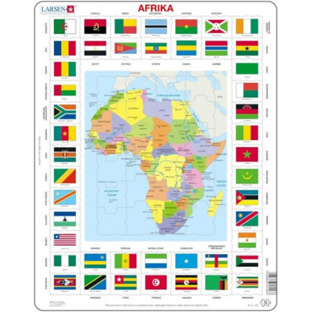 Puzzle MAXI - Mapa Afriky + vlajky(70 dílků)