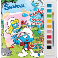 Vymaľovanka A4 s vodovými farbami/ Šmolkovia