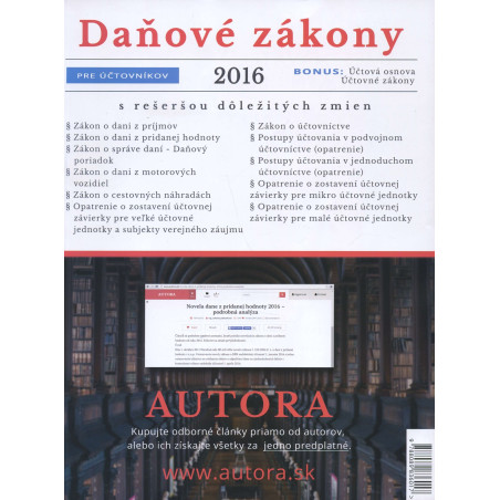 Daňové zákony 2016 pre účtovníkov