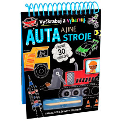 Auta a jiné stroje - Vyškrabuj a vybarvuj