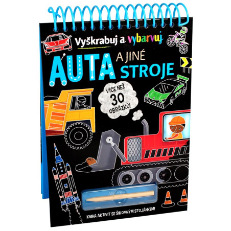 Auta a jiné stroje - Vyškrabuj a vybarvuj